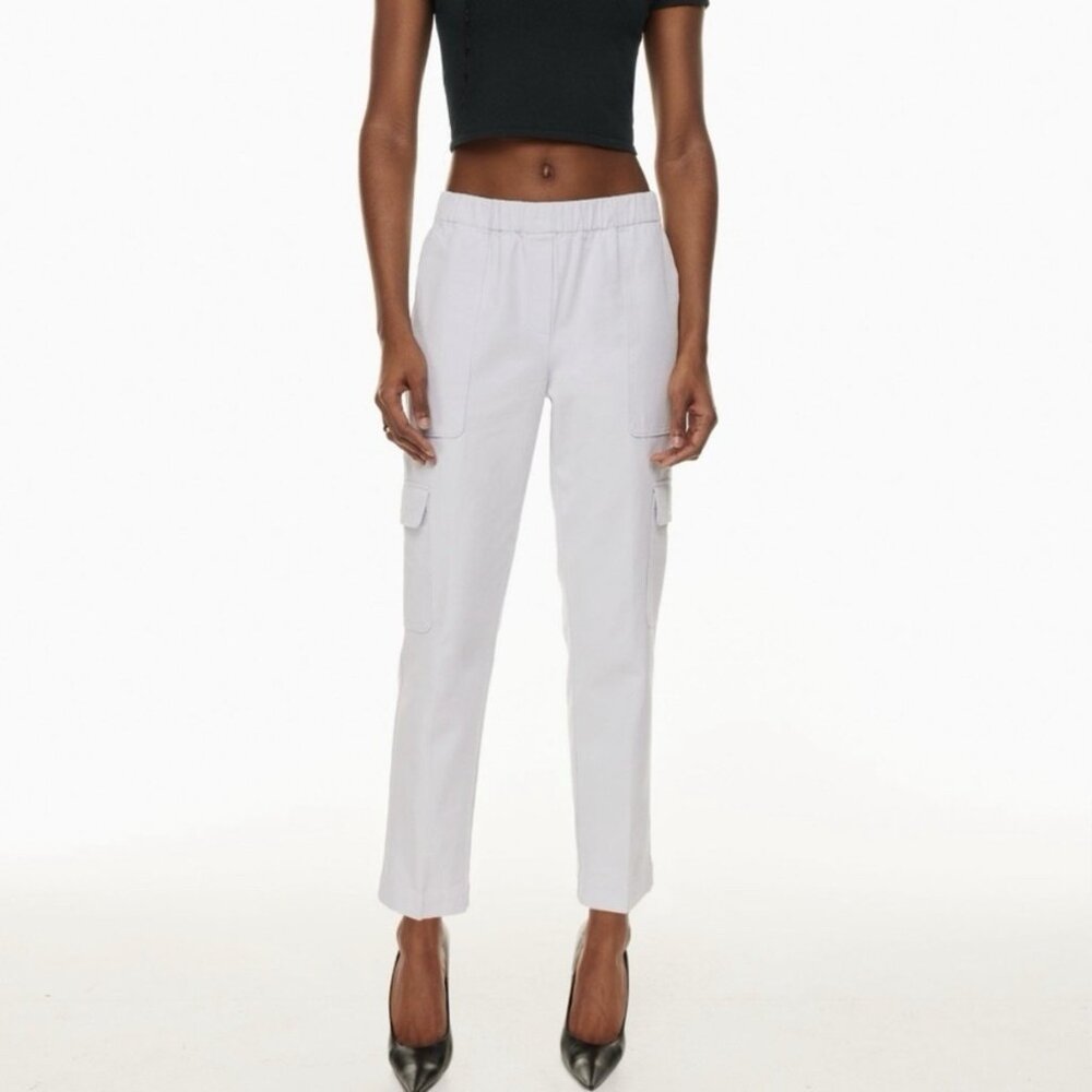 Aritzia Babaton Titan Pant Mid-rise Cargo Pants Cement Blue Cotton Silk